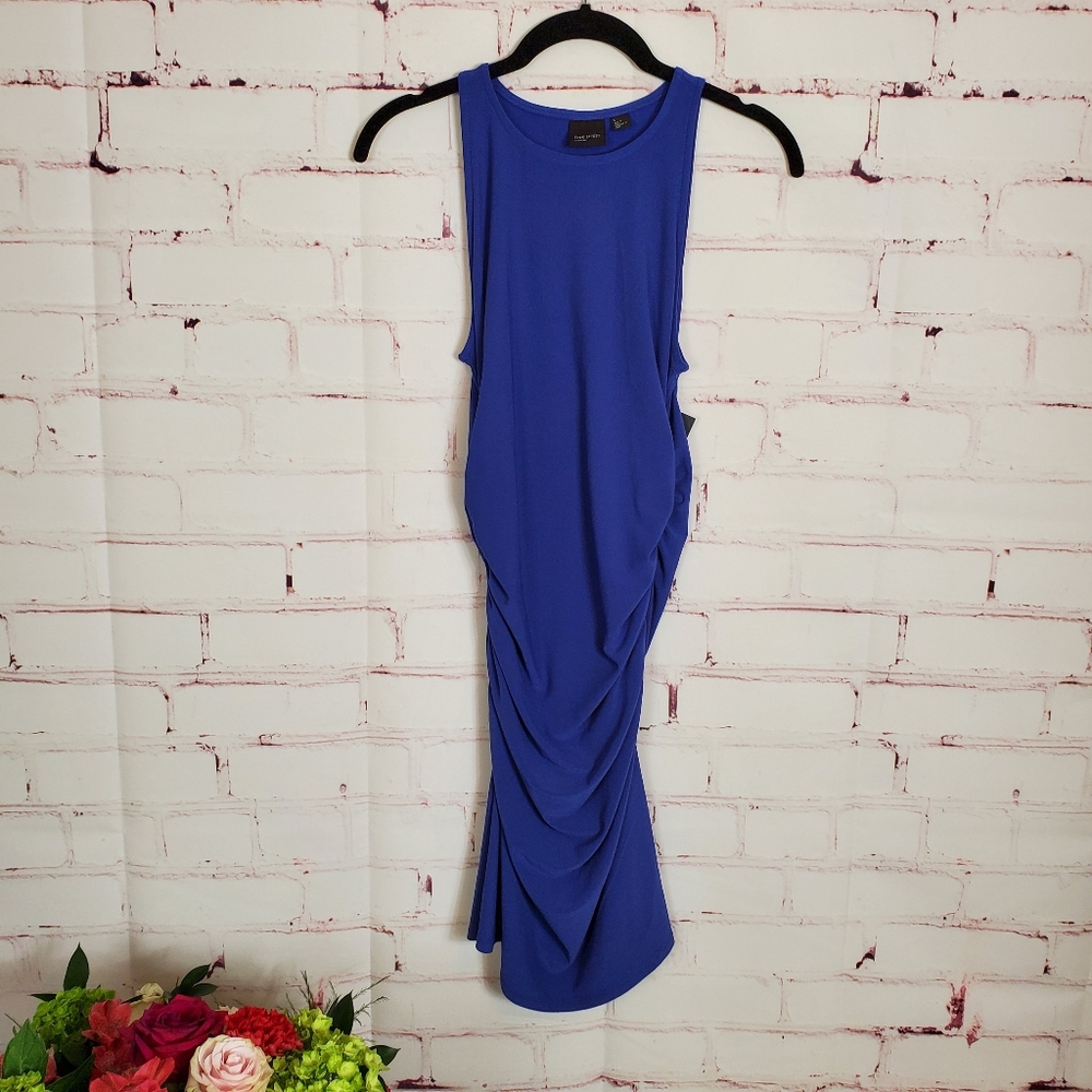 Free Press Side Ruched Tank Knit Mini Dress Blue S - Picture 4 of 8